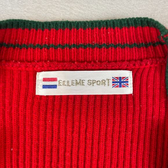 Vintage Elleme Sport Varsity Womens Sz M Cardigan Sweater Red - Picture 6 of 10
